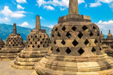 Yogyakarta şehri yakınlarındaki Buddist tapınağı Borobudur, Orta Java, Endonezya