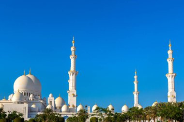 Bir yaz günü Abu Dabi 'deki Şeyh Zayed Büyük Camii, Birleşik Arap Emirlikleri