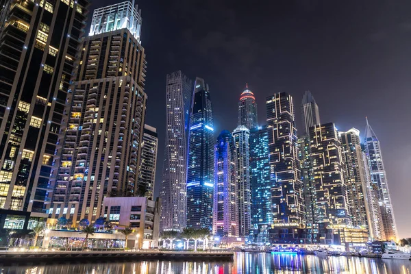 Dubai Marina Por Noche Dubai Emiratos Árabes Unidos — Foto de Stock