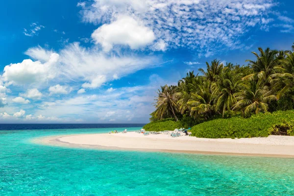 Tropikalna Plaża Malediwach Letni Dzień — Zdjęcie stockowe