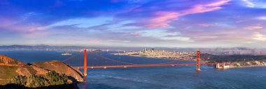 San Francisco, Kaliforniya 'daki Golden Gate Köprüsü Panoraması, ABD