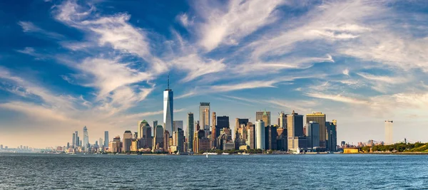Panorama Del Paesaggio Urbano Manhattan New York Tramonto New York — Foto Stock