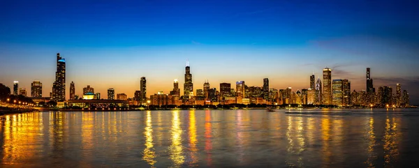 Panorama Del Paesaggio Urbano Panoramico Chicago Tramonto Illinois Stati Uniti — Foto Stock