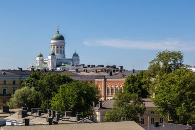 Güzel yaz gün, Finlandiya Helsinki panoramik havadan görünümü