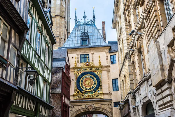 Rouen Deki Rue Gros Horloge Sokağında Güzel Bir Yaz Günü — Stok fotoğraf