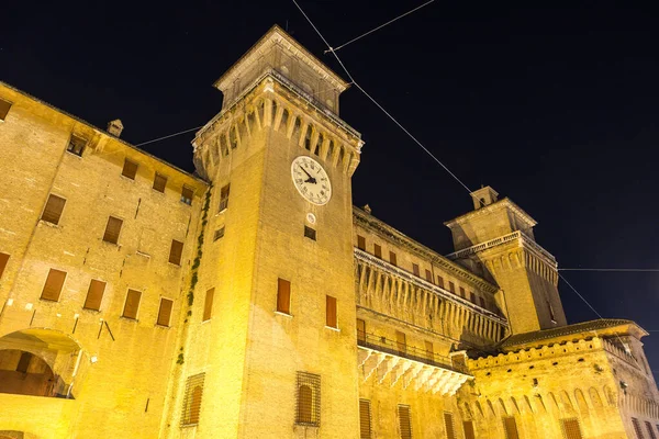 Castello Estense Por Noche Ferrara Italia —  Fotos de Stock