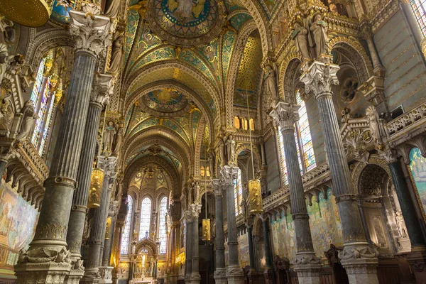 Interior Basilica Notre Dame Fourviere Lyon France Beautiful Summer Day — Stock Photo, Image
