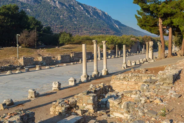 古老的城市以弗所遗址 在土耳其的古希腊城市 在一个美丽的夏日 — 图库照片