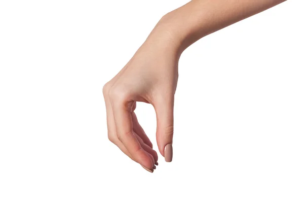 Female Hand Reaching For Something On White People Push Stock Photo