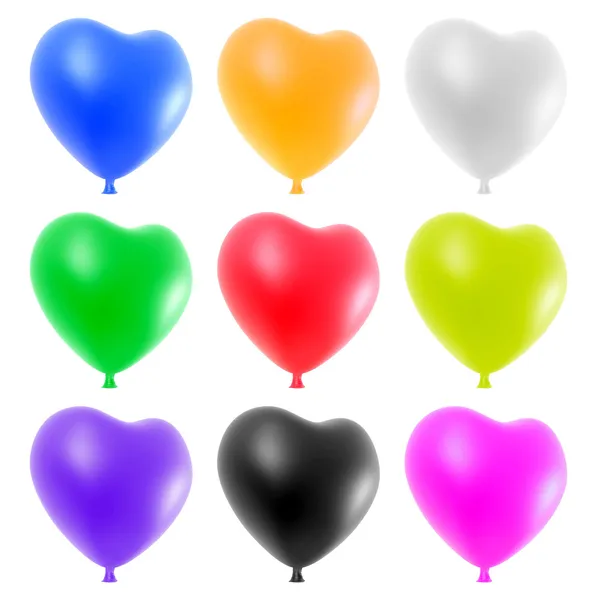 Colorful heart balloons set isolated on white background. — Stock Photo, Image