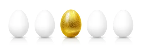 Guld och vita ägg. — Stock vektor