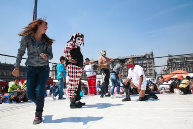 Meksikalı lucha libre zocalo mexico City üzerinde