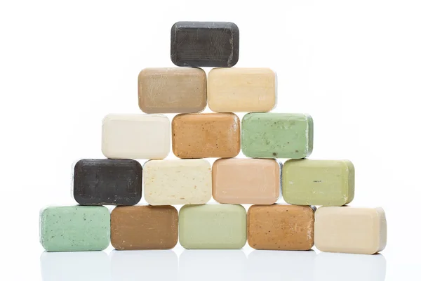 Natural olive soap bars pyramid — Stock Photo, Image