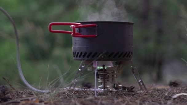 Draagbare Campinggasbrander Gebruik Natuurtoerisme Recreatie — Stockvideo