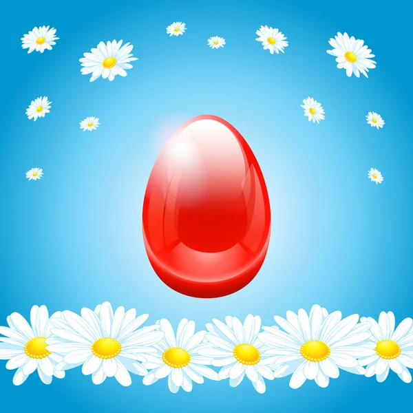 Uovo di Pasqua e bordo floreale — Vettoriale Stock
