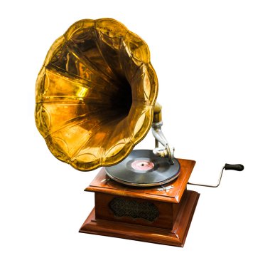 beyaz zemin üzerine gramofon