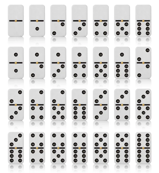 Húsz-nyolc csempe dominó fehér háttér — Stock Fotó