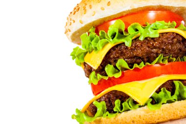 lezzetli ve iştah açıcı hamburger bir beyaz