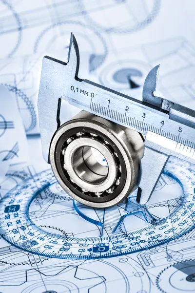 Technical drawings with the bearing — Stock Photo, Image