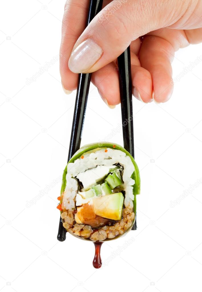 Sushi Roll on a white background