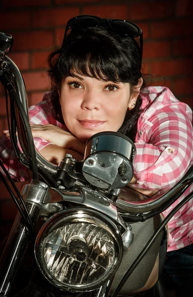 Real biker girl — Stock Photo, Image