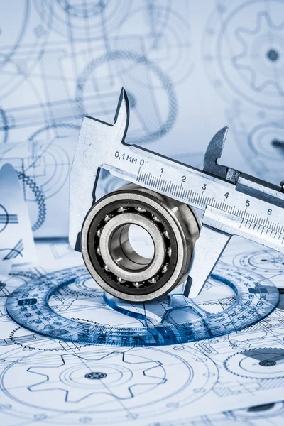 Technical drawings with the bearing — Stock Photo, Image