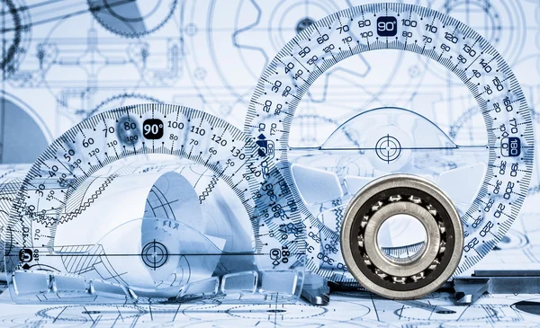 Technical drawings with the bearing — Stock Photo, Image