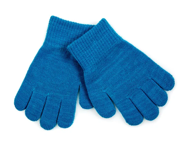 Blue Knit Gloves terisolasi — Stok Foto