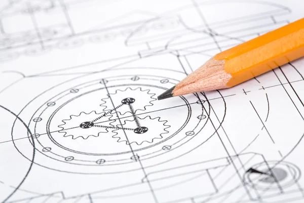 図面の詳細と鉛筆 — ストック写真