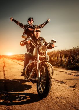 Bikers on the road clipart
