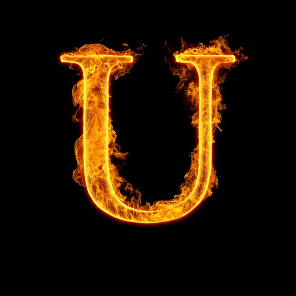 Fire alphabet letter U — Stock Photo, Image