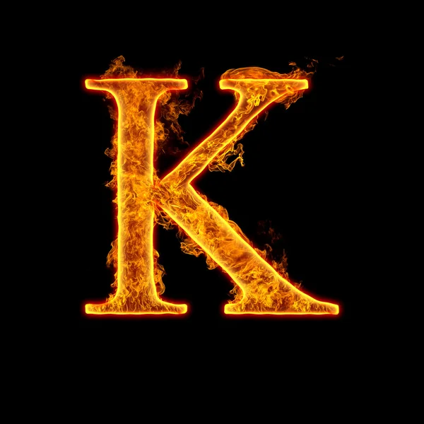 Fire alphabet letter K — Stock Photo, Image