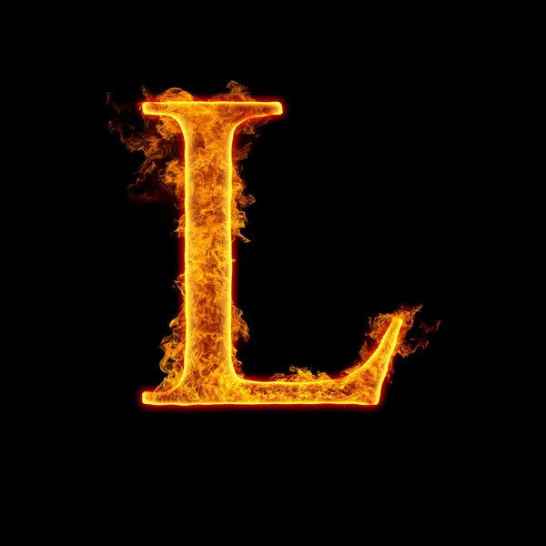 Fire alphabet letter L — Stock Photo, Image