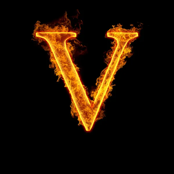 Алфавит огня буква V — стоковое фото