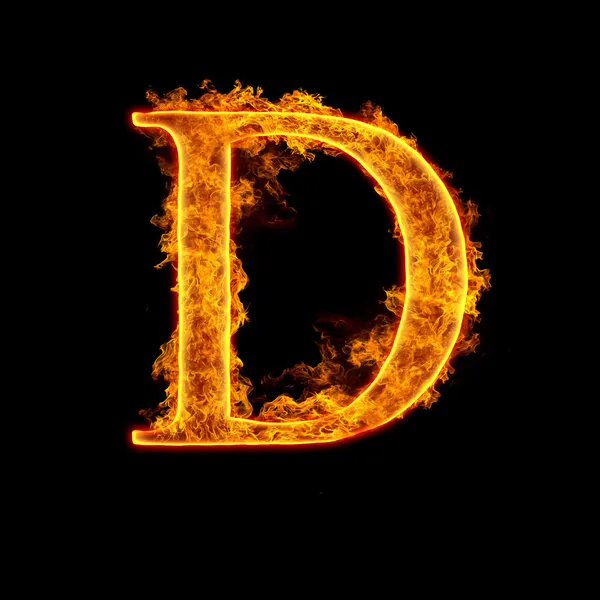 Alfabeto de fogo letra D — Fotografia de Stock