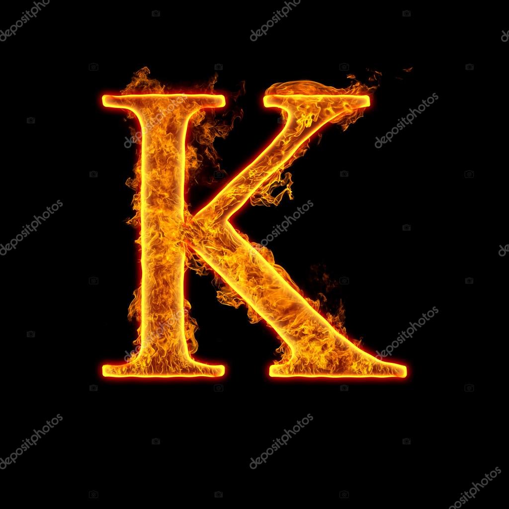 Fire alphabet letter K — Photo