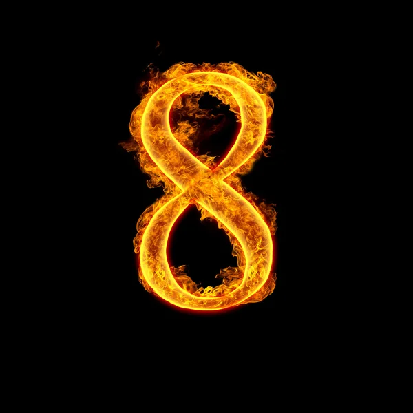 Fire alphabet number 8 eight — Stock Photo, Image