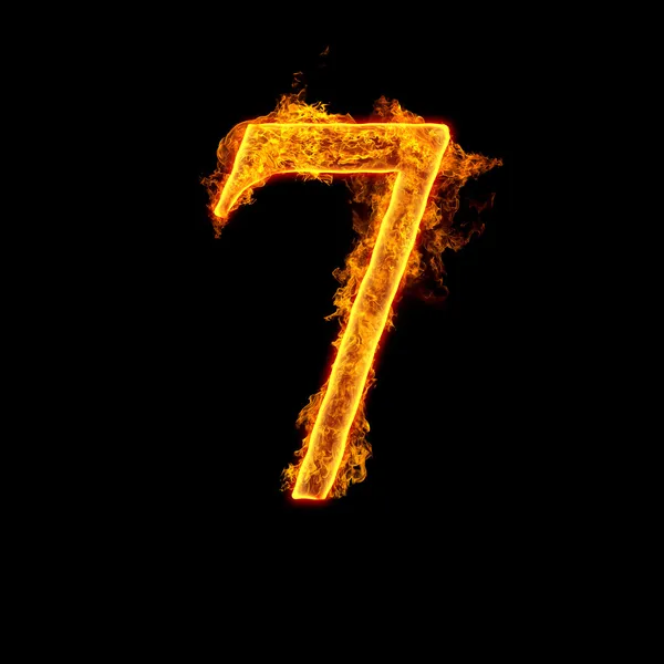 Fire alphabet number 7 seven — Stock Photo, Image