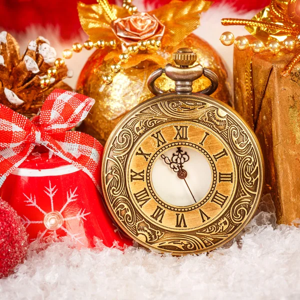 Reloj de bolsillo de Navidad —  Fotos de Stock