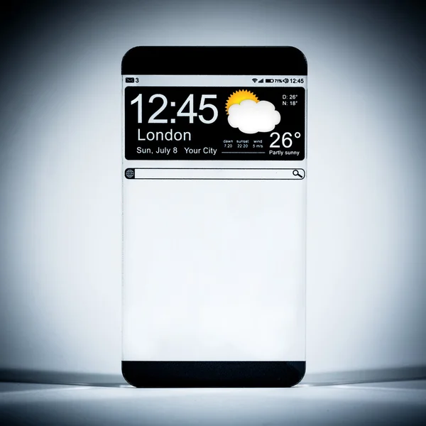 Teléfono inteligente (pantalla de espacio de copia) con una pantalla transparente . — Foto de Stock