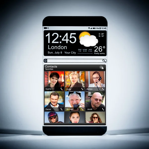 Smartphone met een transparante scherm. — Stockfoto