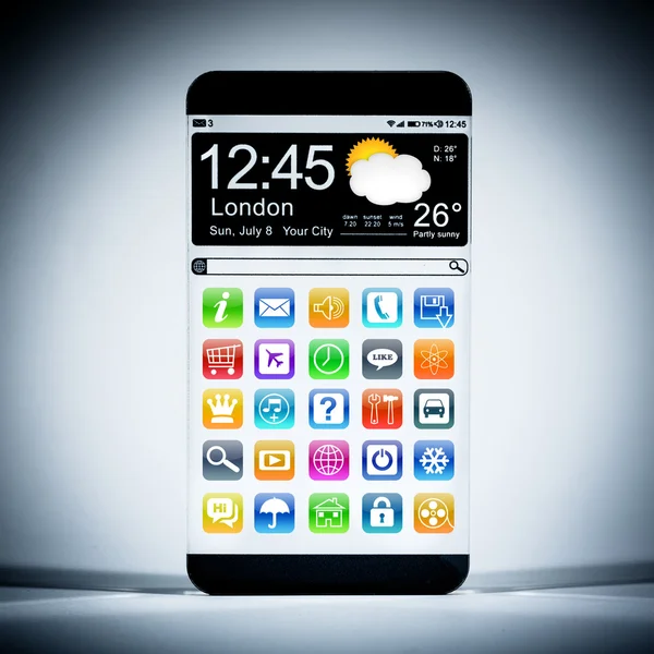 Smartphone com uma tela transparente . — Fotografia de Stock