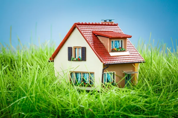 Huset på det gröna gräset — Stockfoto