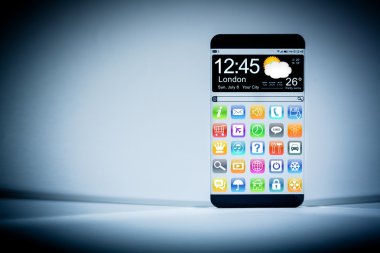 şeffaf ekranlı akıllı telefon.
