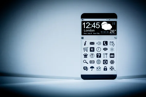 Smart telefon med en transparent skärm. — Stockfoto