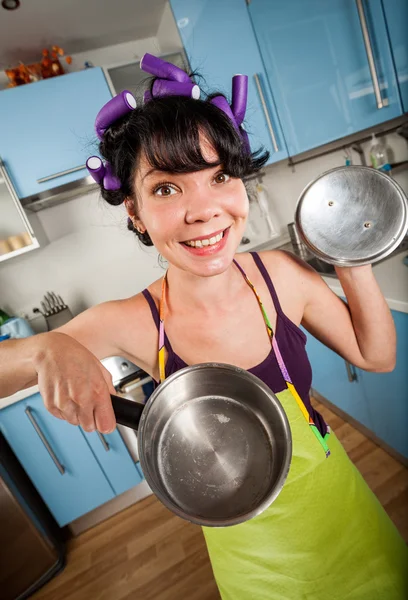 Pazzo divertente casalinga — Foto Stock