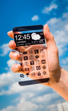 Smartphone ile şeffaf perde.