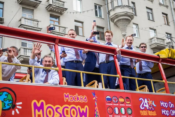 Kampioenschap parade Russische ice hockeyteam in Moskou — Stockfoto