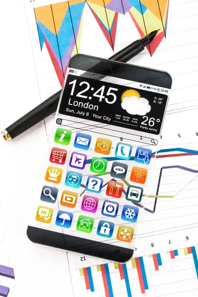 Smartphone met een transparante scherm. — Stockfoto