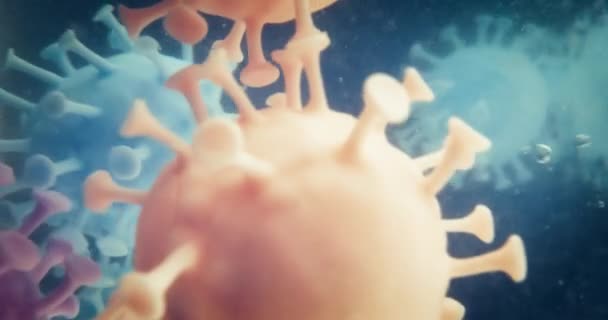 Covid Pandemisk Mikroskopisk Virusmolekyl Makro Närbild — Stockvideo